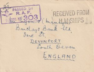 1940  EGYPT - GB..RAF CENSOR (Type RAF R2) ON NAVAL MAIL..