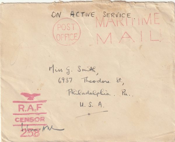 1941-42 EGYPT -USA..WW2 RAF CENSOR ..MARITIME MAIL..