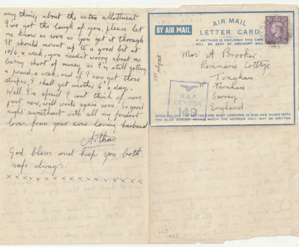 1943 SYRIA- GB..WW2 RAF CENSOR R.11 No..149 on AIR MAIL LETTER CARD..