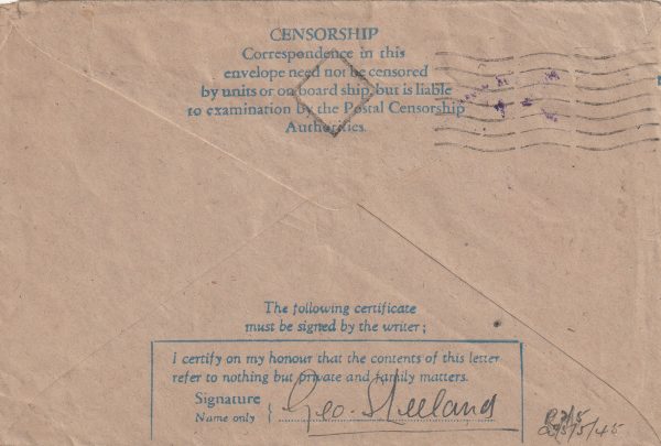 1945  IRAQ - GB..RAF PRIVILEGE ENVELOPE BY AIR with RAF CENSOR (Type RAF R12).. [22268] - Image 2