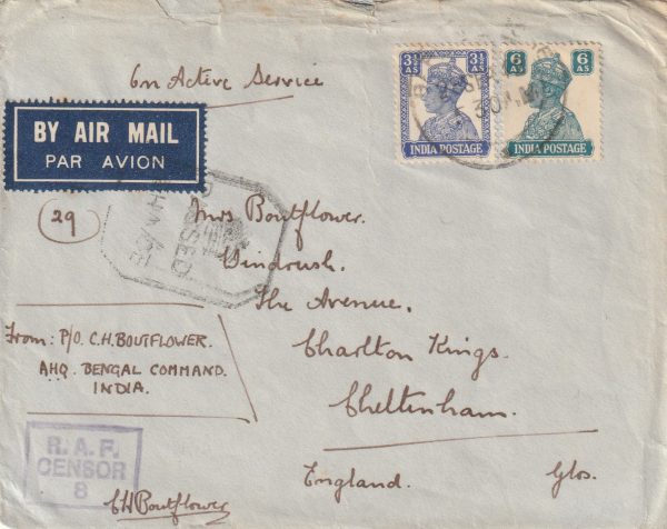 1942  INDIA - GB….WW2 RAF CENSOR 8 (R 16)…