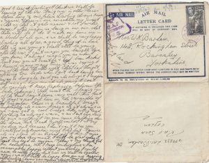 1943  CEYLON - GB..AIR MAIL LETTER CARD with RAF CENSOR R18 /W 2..