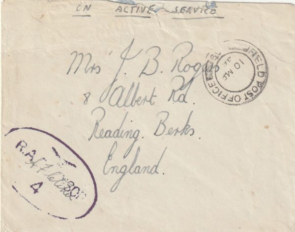 1945  FRANCE  - GB..LIBERATION of EUROPE FPO 869 with RAF CENSOR R7 No.4..