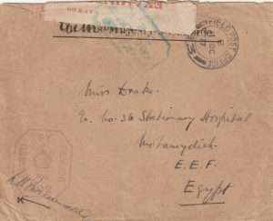 1917  GREECE - EGYPT..NURSE'S MAIL No 36 STATIONARY HOSPITAL ..