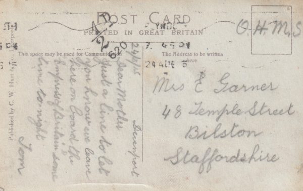 1915  GB- ENROUTE DARDANELLES…ABOARD R.M.S. "EMPRESS OF BRITAIN"..