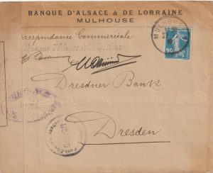 1919 FRANCE - GERMANY..ALSACE-LORRAINE POST WAR CONTINUED FRENCH OCCUPATION & DOUBLE CENSORED ..