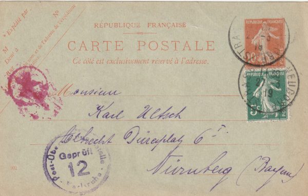 1919  FRANCE - GERMANY..STRASBOURG LORRAINE POST WAR CONTINUED FRENCH OCCUPATION & GERMAN CENSORED ..