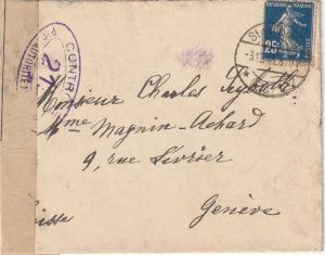 1918 FRANCE - SWITZERLAND..STRASBOURG LORRAINE POST WAR CONTINUED FRENCH OCCUPATION & CENSORED ..