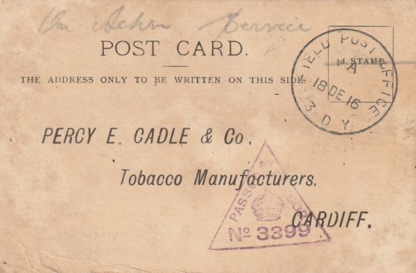 1916  EGYPT (WESTERN FRONTIER FORCE) PARCEL CARD - GB..