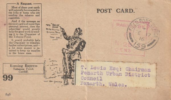 1916  EGYPT - GB..BRITISH FORCES THANKYOU PARCEL CARD ..