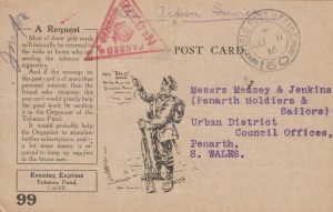 1916  EGYPT - GB..BRITISH FORCES THANKYOU PARCEL CARD ..