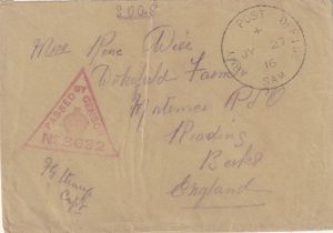 1916  EGYPT (WESTERN FRONTIER FORCE ) RAILWAY T.P.O.  - GB..