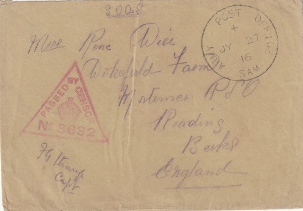 1916  EGYPT (WESTERN FRONTIER FORCE ) RAILWAY T.P.O.  - GB..