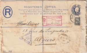 1918 MALTA - ALGERIA..WW1 REGISTERED MAIL..