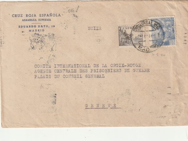 1944  SPAIN - SWITZERLAND…WW2 CENSORED RED CROSS - RED CROSS..