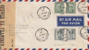 1943  CANADA - CUBA..CENSORED AIRMAIL to UNUSUAL DESTINATION..