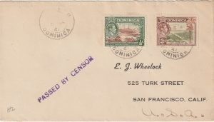 1941  DOMINICA-USA…WW2 GPO CENSOR..