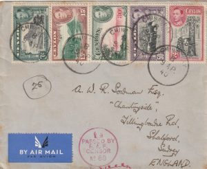 1940  CEYLON-GB.. EARLY type R1/88 RAF CENSOR..