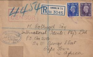 1940  GREAT BRITAIN - SOUTH AFRICA..WW2 TEMPORARY ADDRESS..B.P.A. CONTROL..REGISTERED..