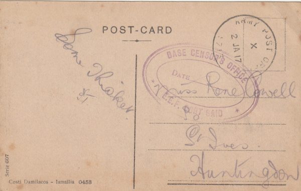 1917  EGYPT - GB..BASE CENSOR OFFICE CACHET..