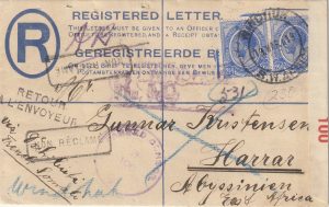 1919  SOUTH WEST AFRICA - ABYSSINIA (ETHIOPIA)…REGISTERED