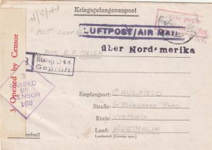 1944 GERMANY - AUSTRALIA.. WW2 POW VIA USA..2 OCEAN AIRMAIL…