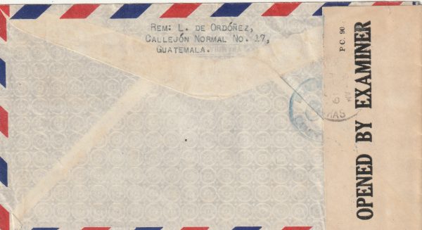 1943  GUATEMALA - BRITISH HONDURAS..CENSORED AIRMAIL CONSULAR with BISECT.. [22593] - Image 2