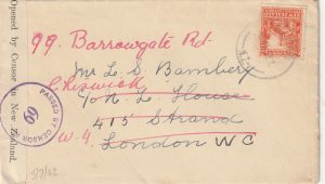 1942 NEW ZEALAND - GB....WW2 to N.Z. HOUSE with LETTER & FORWARDED..