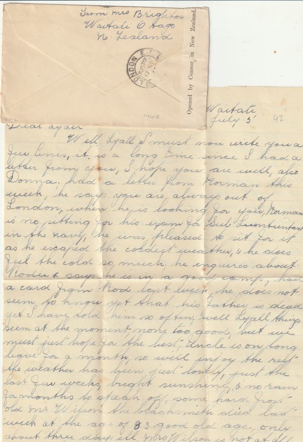 1942 NEW ZEALAND - GB....WW2 to N.Z. HOUSE with LETTER & FORWARDED.. [22621] - Image 2