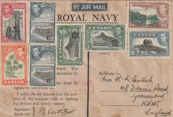 1940-1945  CEYLON - GB..ROYAL NAVY HONOUR ENVELOPE..