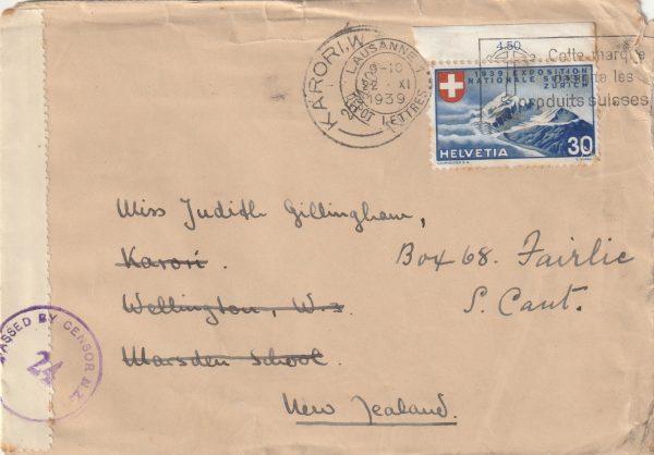 1939 SWITZERLAND - NEW ZEALAND... 1939 CENSORED... [22625] - Image 2