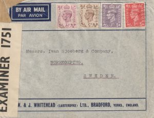 1942 GB - SWEDEN..WW2 CENSORED AIRMAIL..