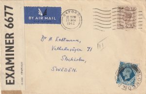 1942  GB - SWEDEN…UNDERPAID & DEFICIENCY RECTIFIED..