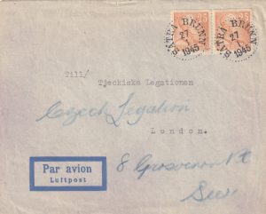 1945  SWEDEN - GB…CZECH LEGATION