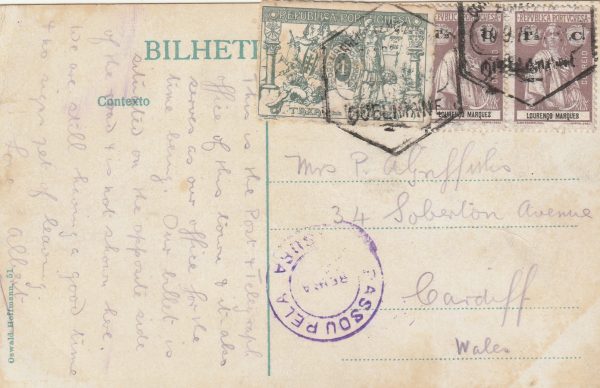 1918 PORTUGUESE EAST AFRICA (QUELIMANE)..WW1 POSTS & TELEGRAPH OFFICE..