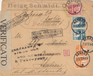 1917 DENMARK - ITALY…WW1 NOT ADMISSIBLE & RTS..