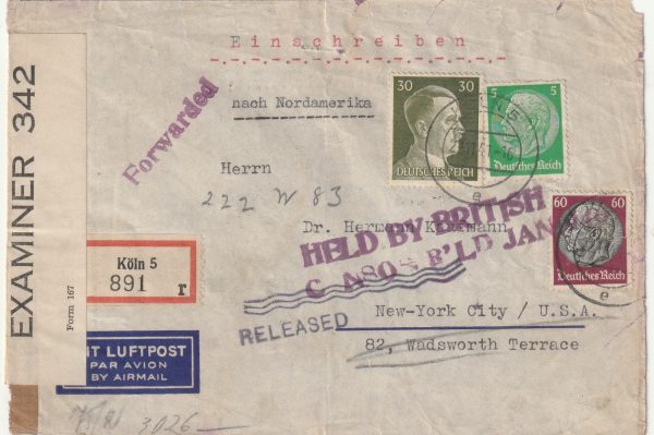 1941  GERMANY - USA..INTERCEPTED in BERMUDA