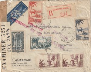 1941  MOROCCO - USA..REGISTERED CENSORED AIRMAIL  CONDEMNED in BERMUDA..