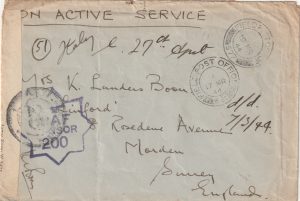 1944  ITALY - GB..WW2 RAF with BASE CENSOR..