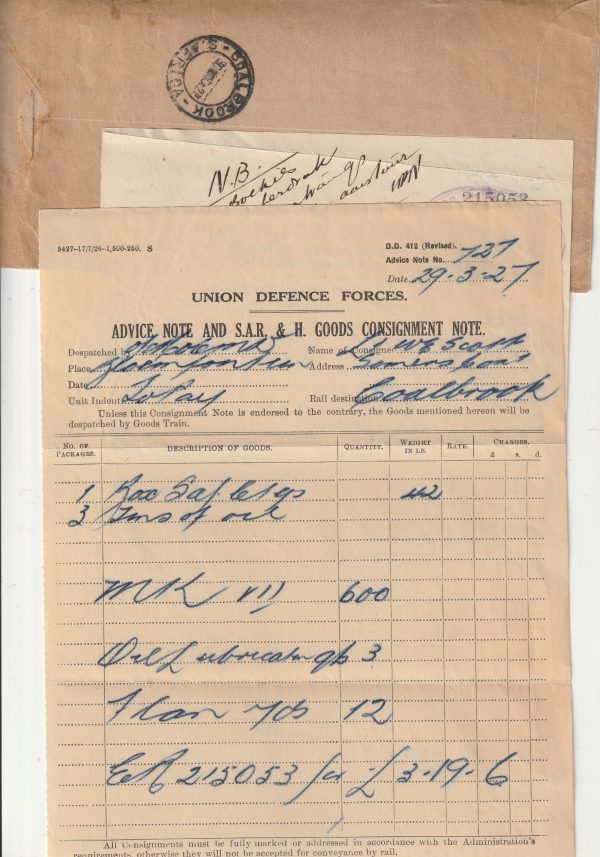 1927  SOUTH AFRICA (O.F.S. to TRANSVAAL)..OHMS PENALTY ENVELOPE & CONTENTS.. [22679] - Image 2