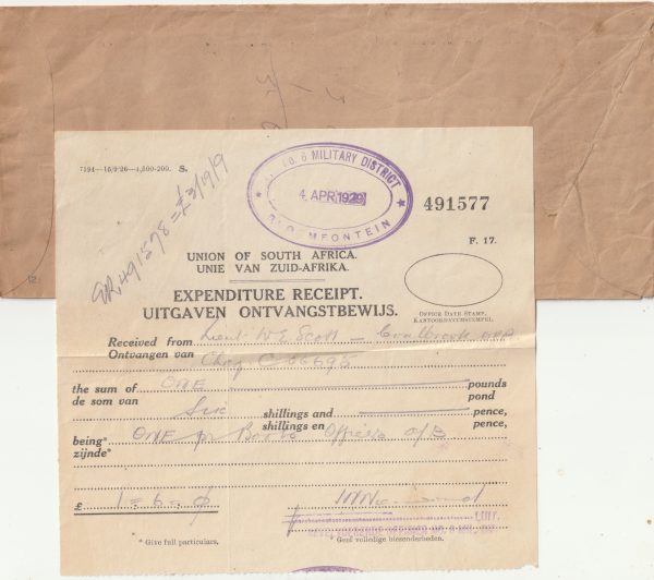 1929  SOUTH AFRICA (O.F.S. to TRANSVAAL)..OHMS PENALTY ENVELOPE & CONTENTS.. [22680] - Image 2