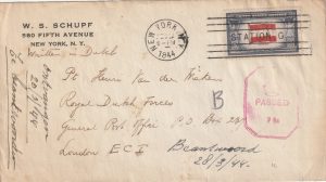 1944 USA - GB - NETHERLANDS…DUTCH FREE FORCES UNDERCOVER MAIL..