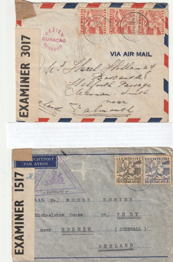 1941 DUTCH WEST INDIES (CURACAO)..DOUBLE CENSORED AIRMAIL..