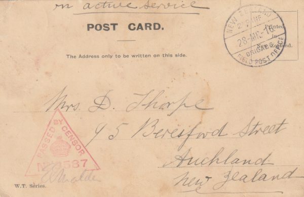 1916  EGYPT - NEW ZEALAND ..FPO 2Z ..2nd N.Z. INFANTRY BRIGADE.. [22827]