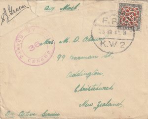 1941  GREECE - NEW ZEALAND..N.Z. FORCES F.P.O. KW 2..