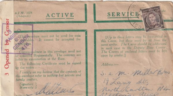 1943  PAPUA  & N.G. - AUSTRALIA ..WW2 ACTIVE SERVICE HONOUR ENVELOPE...