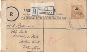 1940   NEW ZEALAND..WW2 INTERNAL REGISTERED CENSORED..