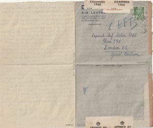 1944  ALGERIA - GB..FRENCH FREE FORCES..UNDERCOVER ADDRESS..