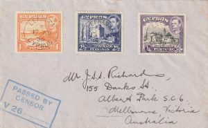 1939  CYPRUS - AUSTRALIA…WW2 EARLY CENSORSHIP..