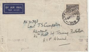 1941 AUSTRALIA - PALESTINE…WW2 SCARCE Little H2-11 CENSOR..